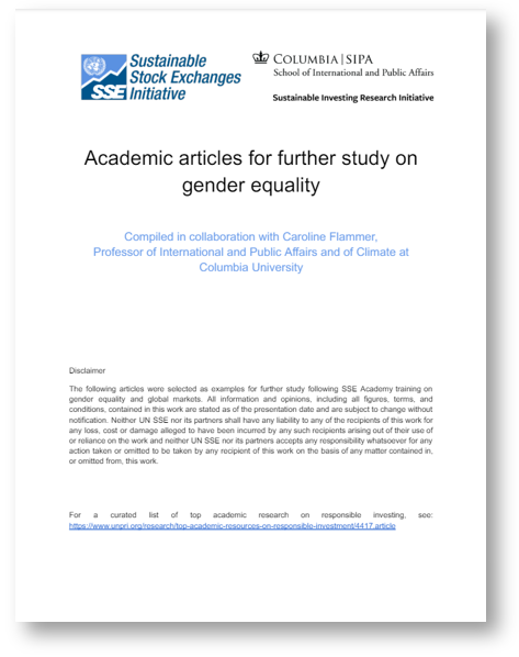 Academic articles Gender Equality cover