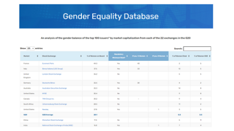 Gender equality database screenshot