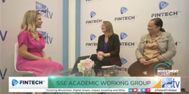 Prof. Caroline Flammer, Professor of International & Public Affairs and of Climate at Columbia University, and Tiffany Grabski, SSE Academy Head (UN SSE)